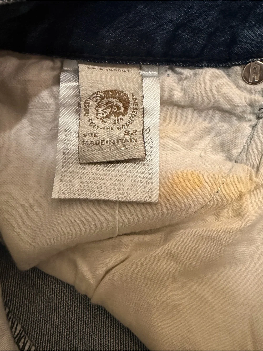 Diesel Italian Denim Blue Distressed Straight-Leg Jeans